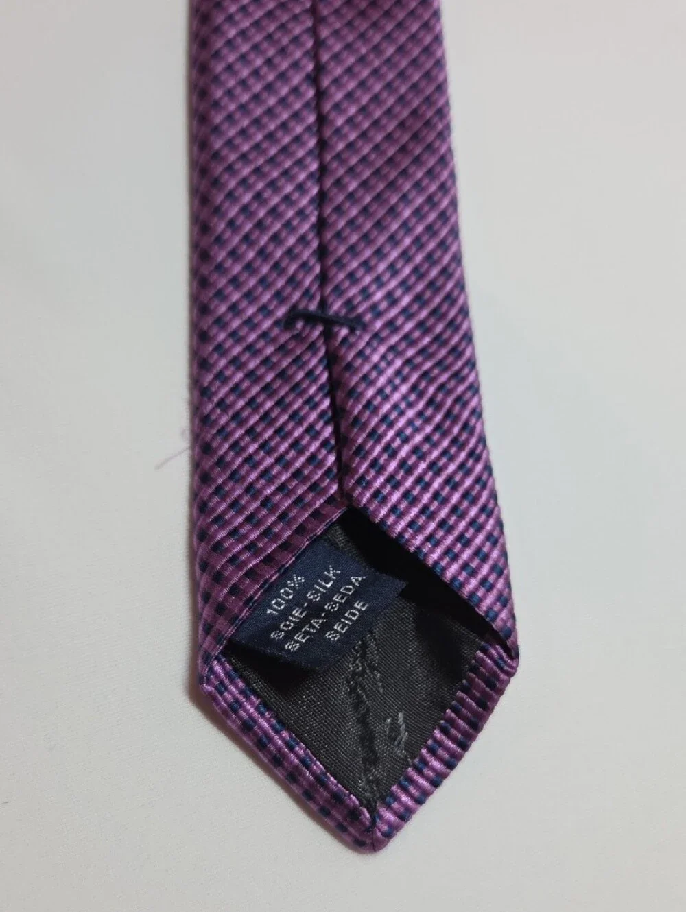 Faconnable Men's Jacquard Purple Micro-Check 100% Silk Tie XL 3.55x63